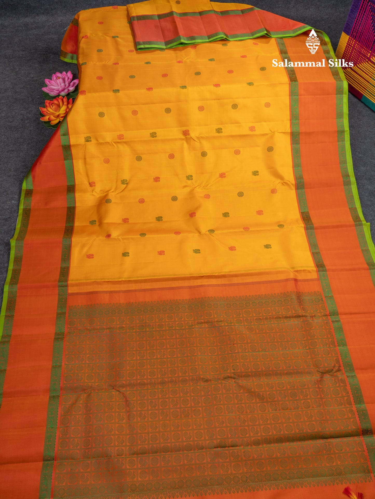 Mustard Yellow Pure Kanjivaram Silk Saree With Traditional Light Maroon Double Border