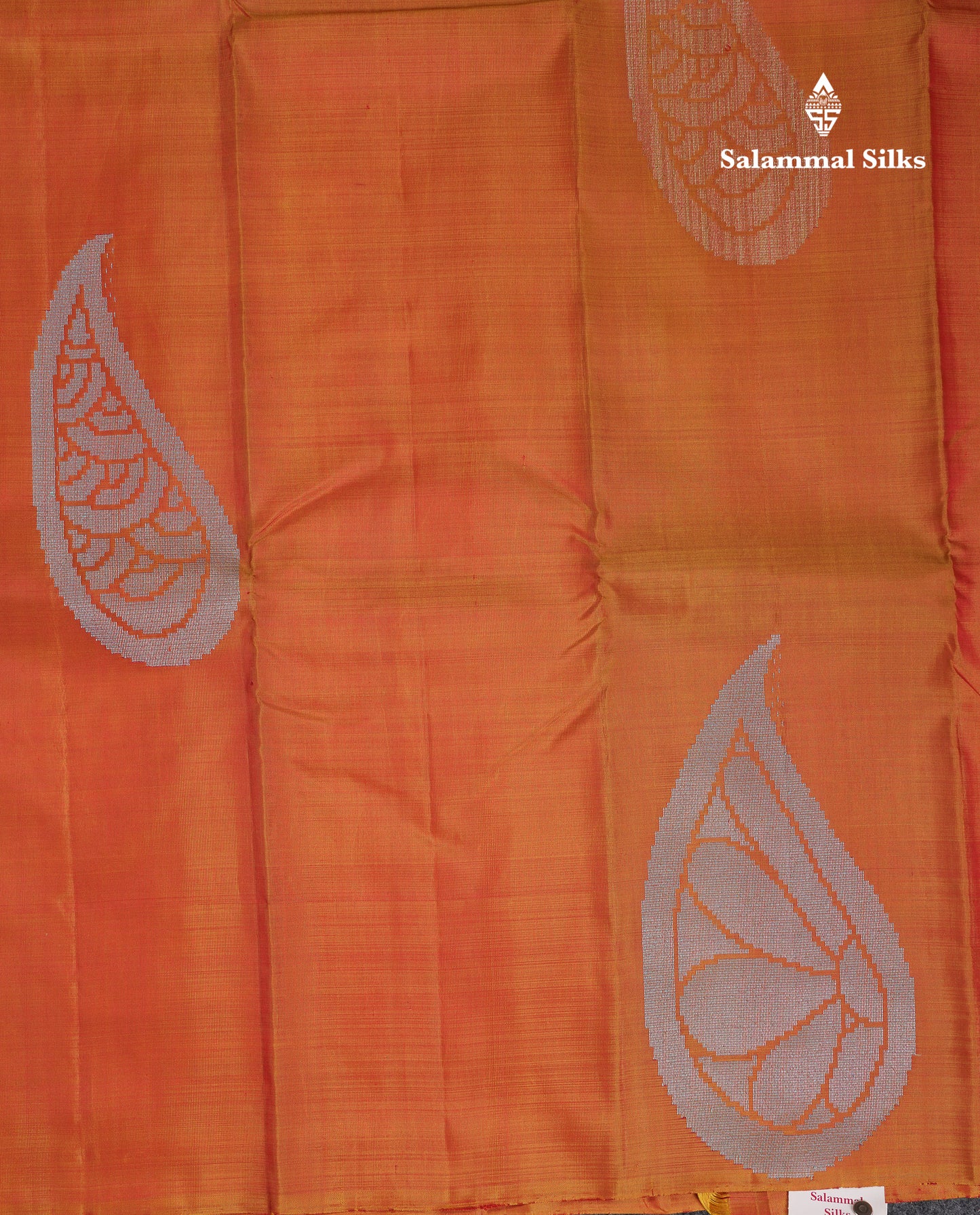 Beautiful Dual Tone Orange Fancy Pure Kanjivaram Silk Saree With Blouse