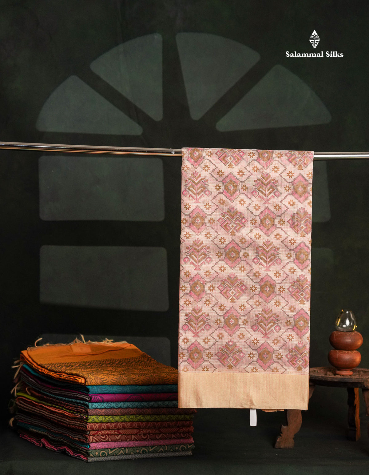 Beautiful Light Blue Kota Cotton Fancy Saree With Contrast Cream Sandal Border