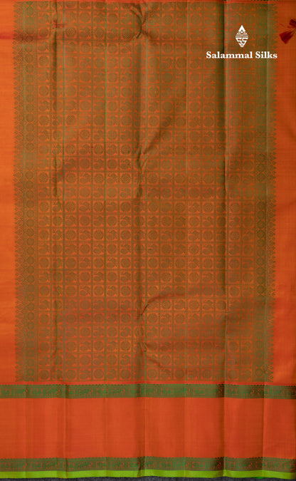 Mustard Yellow Pure Kanjivaram Silk Saree With Traditional Light Maroon Double Border