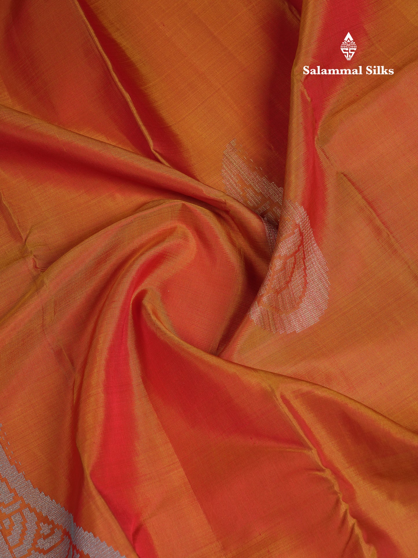 Beautiful Dual Tone Orange Fancy Pure Kanjivaram Silk Saree With Blouse
