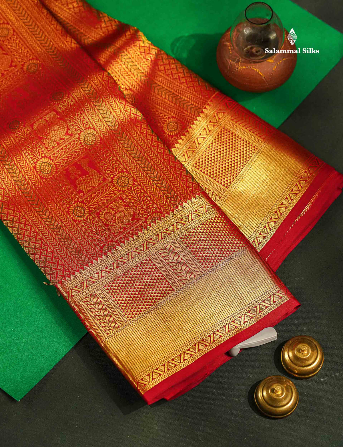 Beautiful Maroon Menakari Work Bridal Pure Kanjivaram Silk Saree With Traditional Border