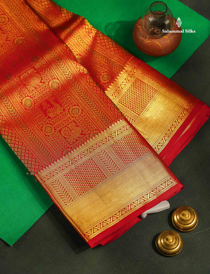 Beautiful Maroon Menakari Work Bridal Pure Kanjivaram Silk Saree With Traditional Border