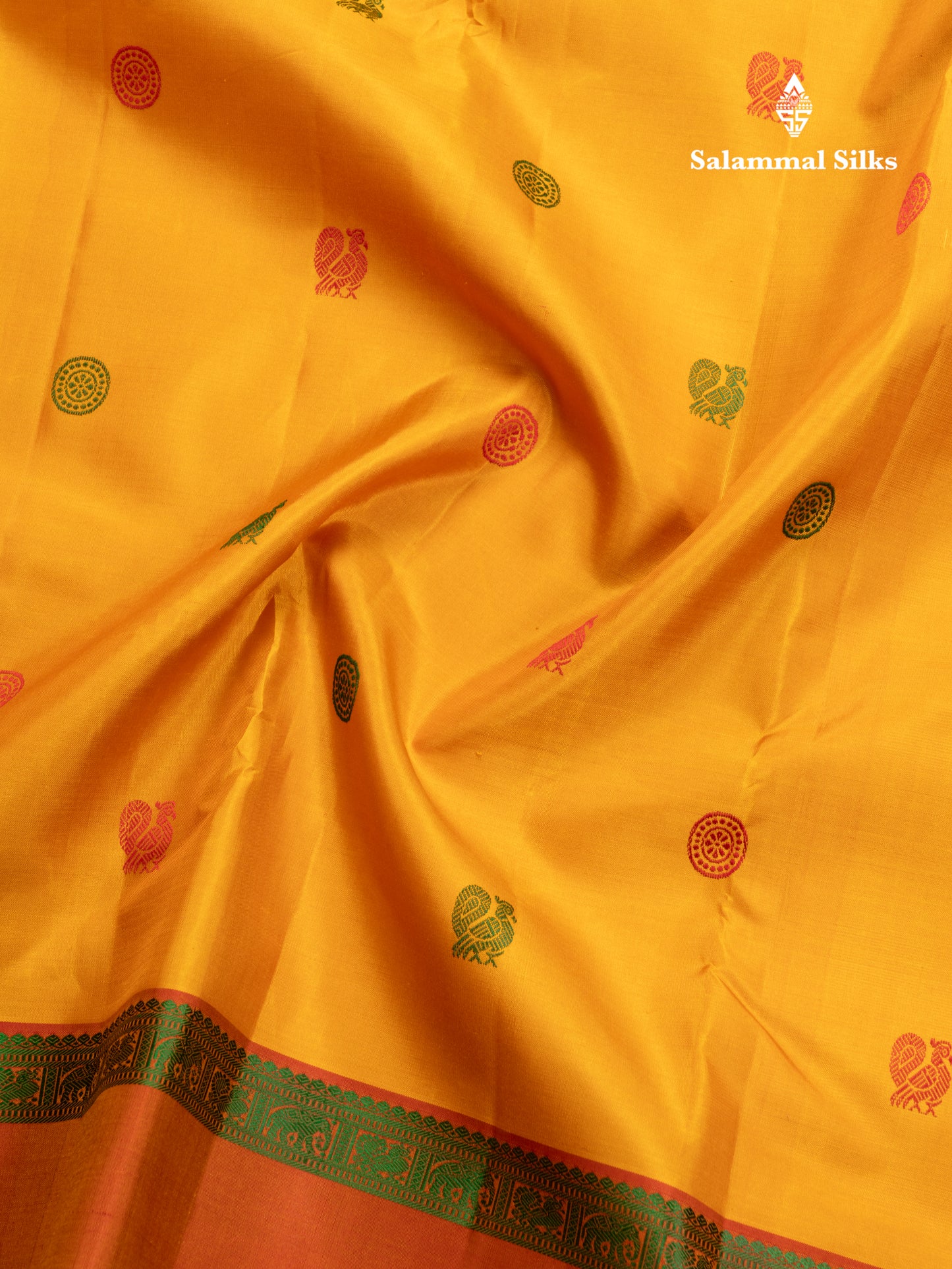 Mustard Yellow Pure Kanjivaram Silk Saree With Traditional Light Maroon Double Border