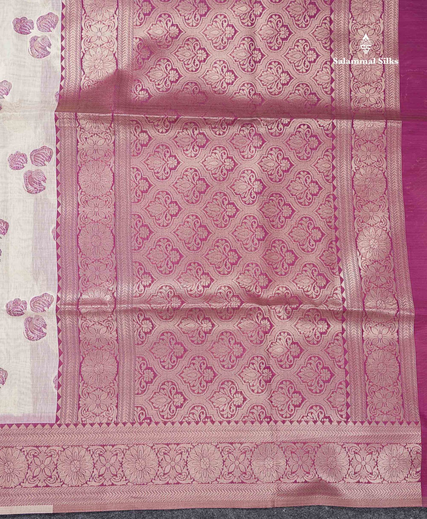Elegant Cream Sandal Cotton Mix Saree With Contrast Pinkish Red Fancy Border