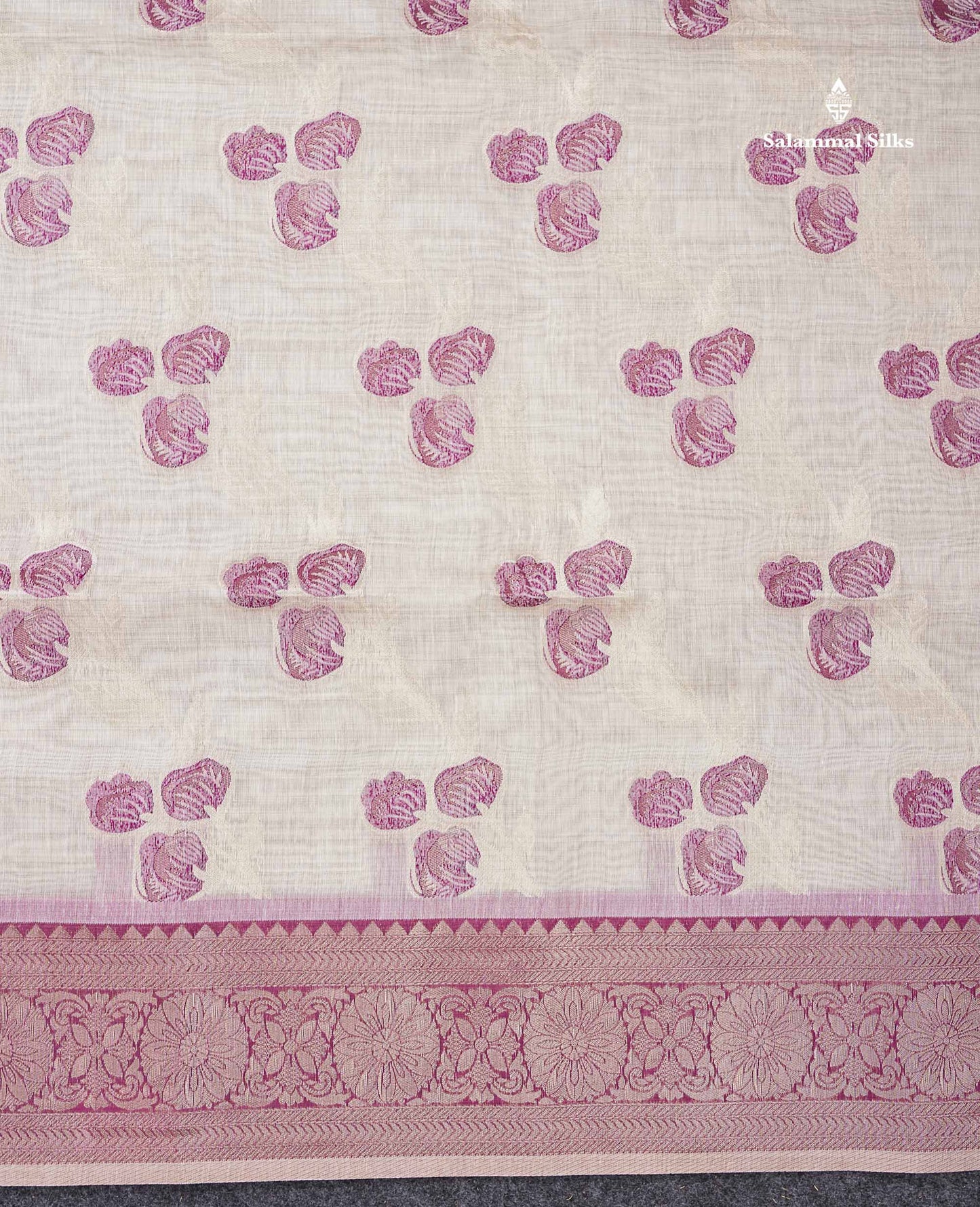 Elegant Cream Sandal Cotton Mix Saree With Contrast Pinkish Red Fancy Border