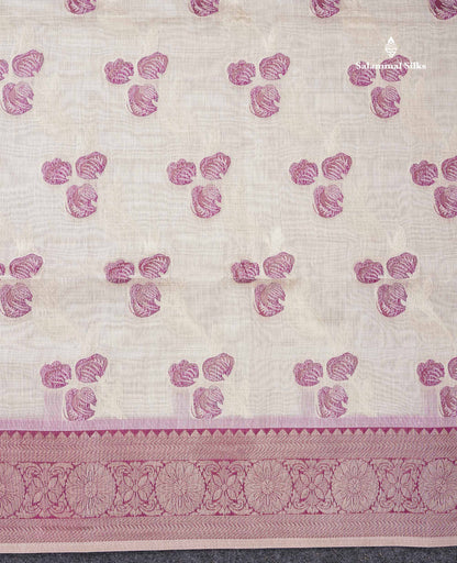 Elegant Cream Sandal Cotton Mix Saree With Contrast Pinkish Red Fancy Border