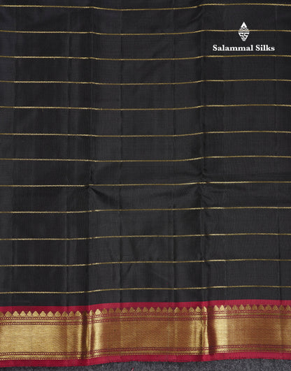 Beautiful Black Pure Silk Saree With Contrast Dark Maroon Traditional Medium Border