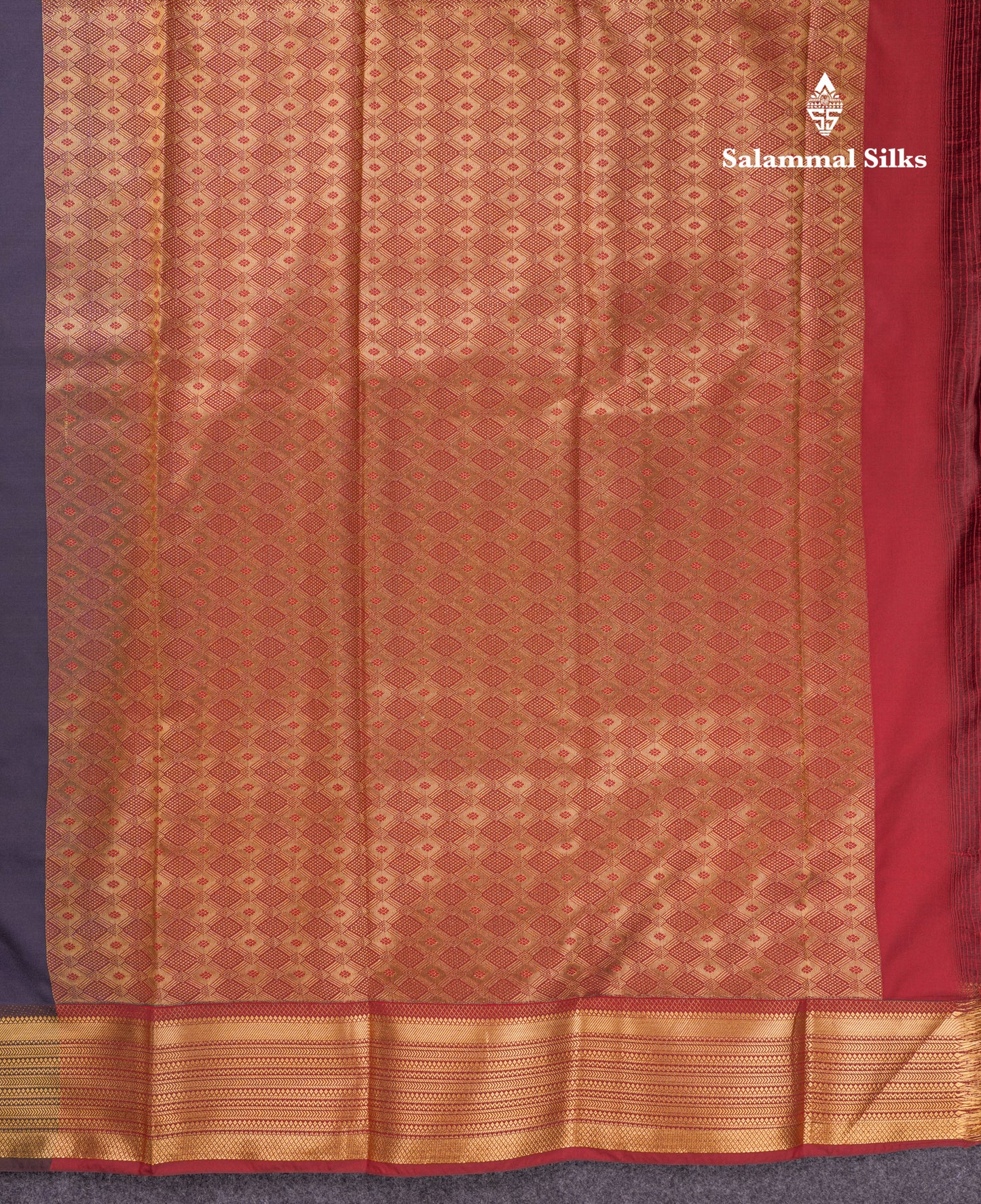 Beautiful Rust Orange Traditional Buttas Semi Silk Saree With Dark Maroon Border