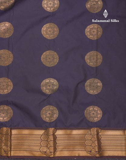 Beautiful Rust Orange Traditional Buttas Semi Silk Saree With Dark Maroon Border