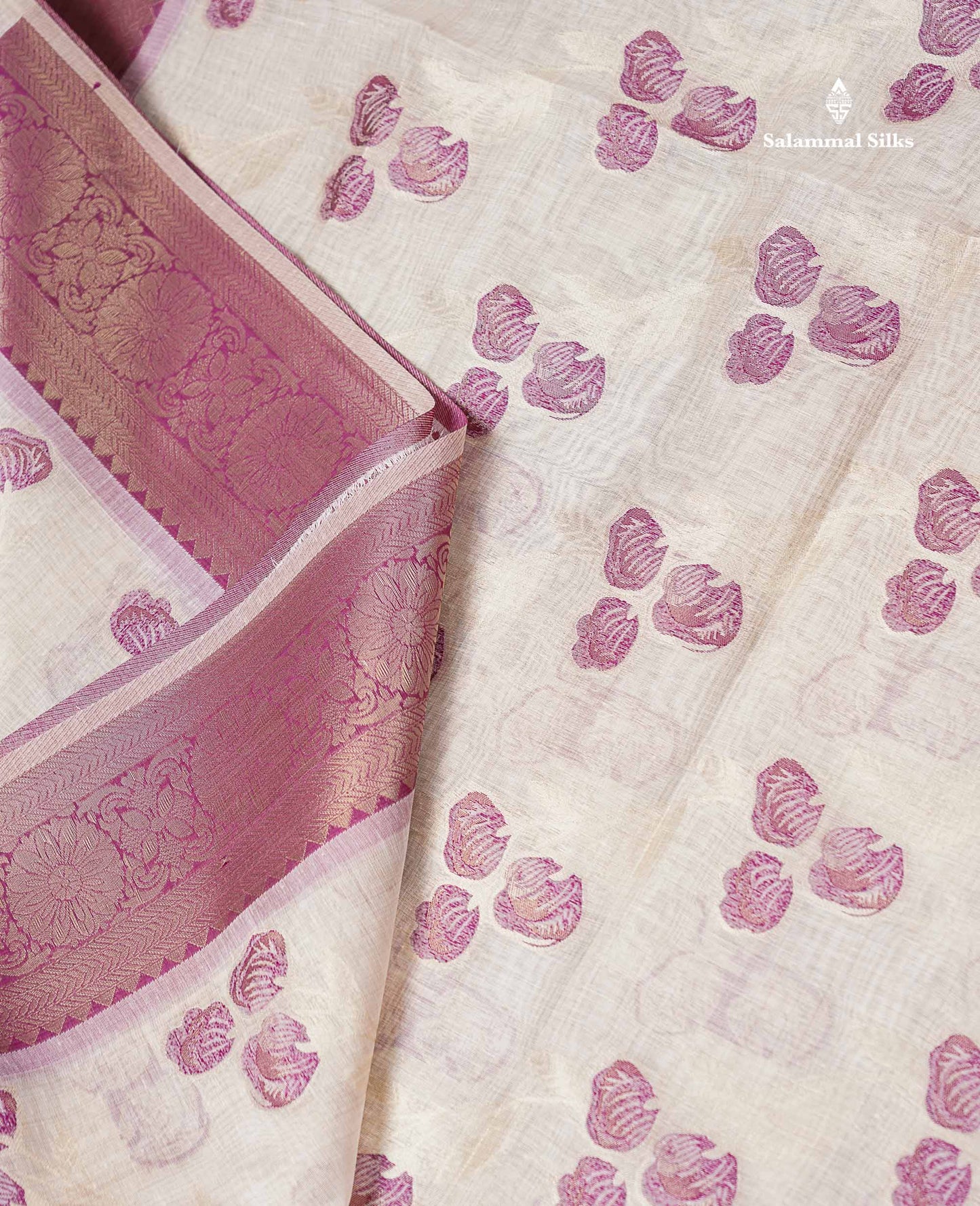 Elegant Cream Sandal Cotton Mix Saree With Contrast Pinkish Red Fancy Border