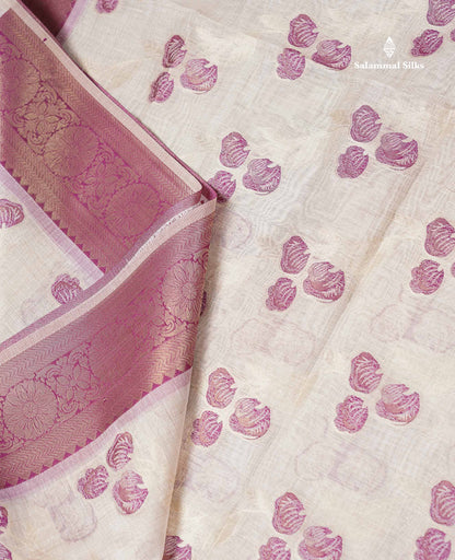 Elegant Cream Sandal Cotton Mix Saree With Contrast Pinkish Red Fancy Border
