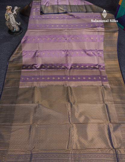 Grey Beautiful Semi Silk Saree With Contrast Navy Blue Border