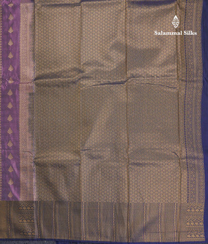 Grey Beautiful Semi Silk Saree With Contrast Navy Blue Border