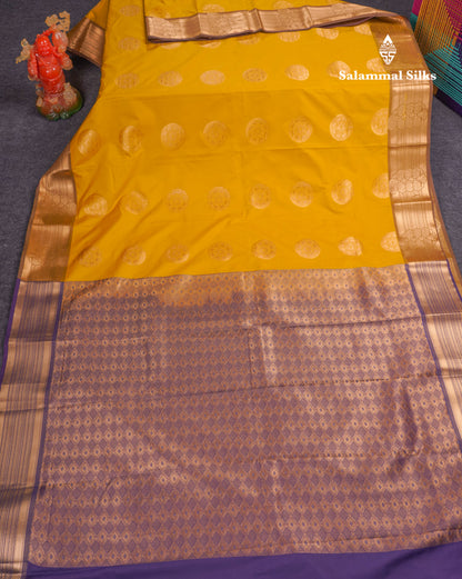 Beautiful Rust Orange Traditional Buttas Semi Silk Saree With Dark Maroon Border