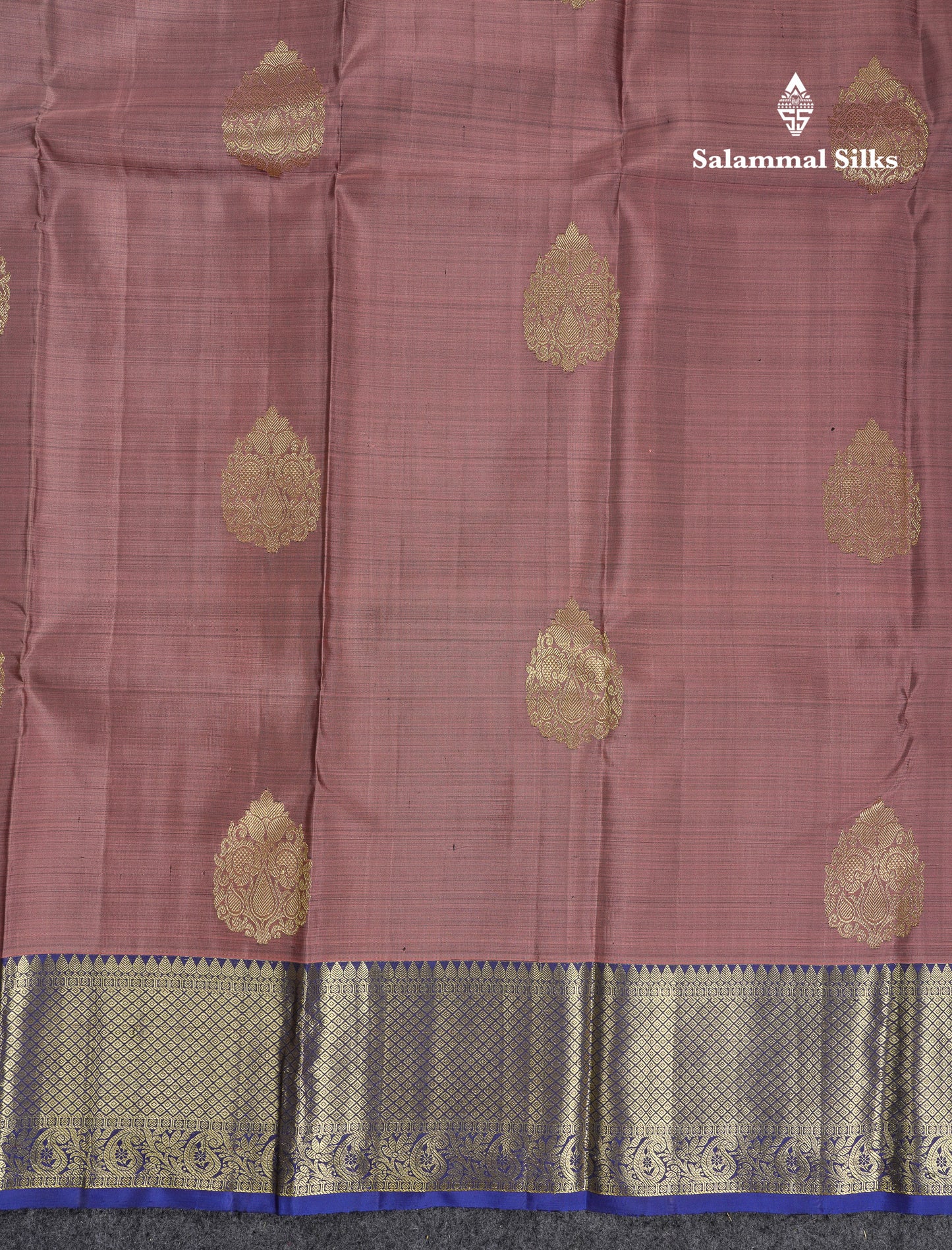 Beautiful Chocolate Pure Kanjivaram Silk Saree With Contrast Navy Blue Traditional Border