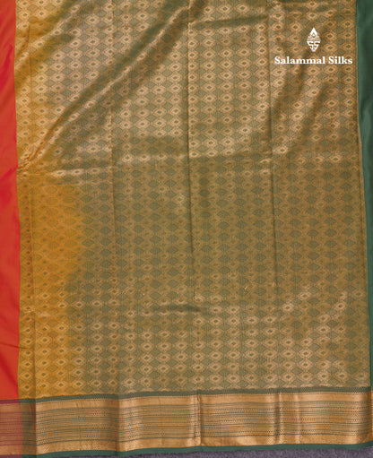 Beautiful Rust Orange Traditional Buttas Semi Silk Saree With Dark Maroon Border