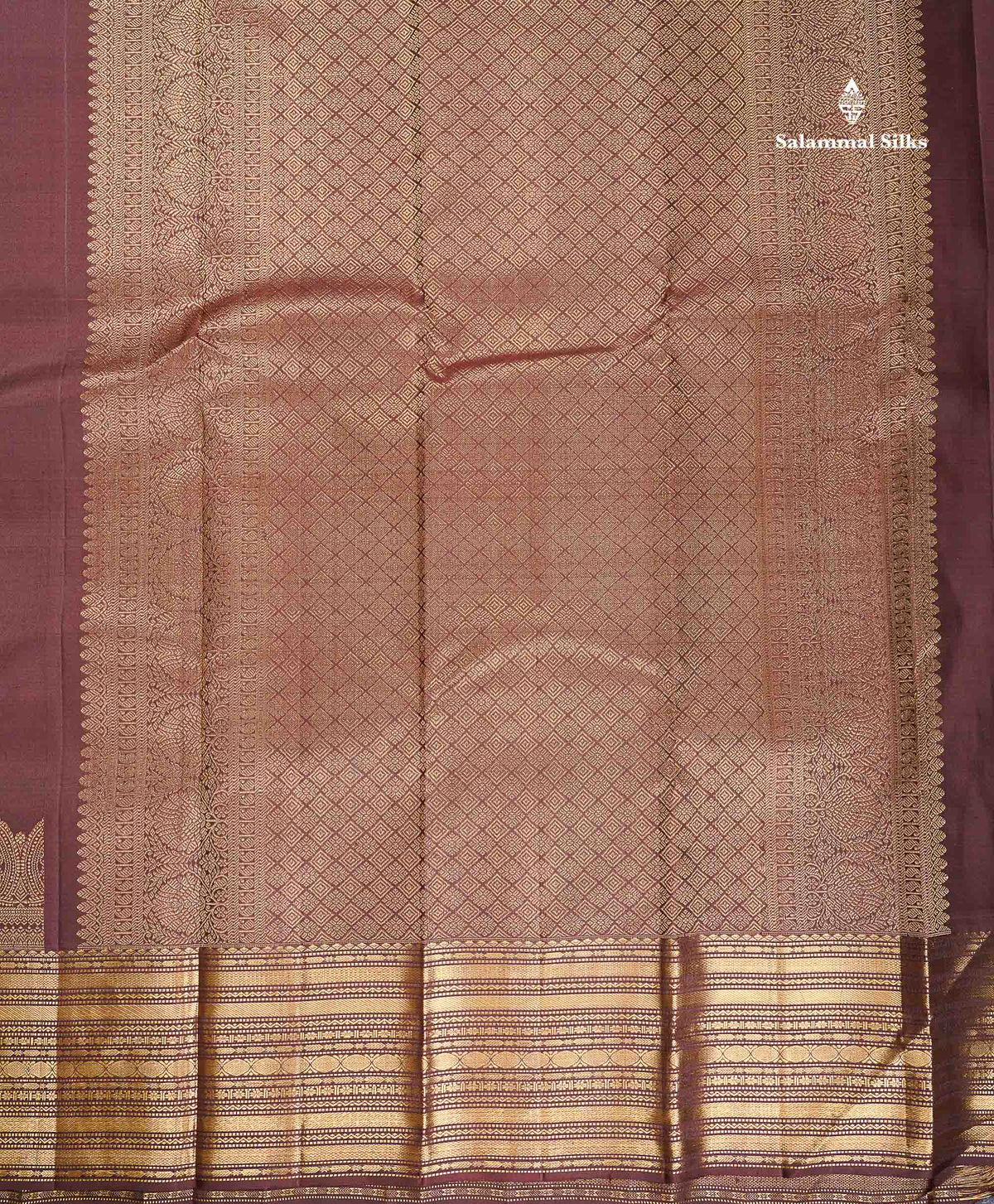 Pure Kanjivaram Silk Saree - Dark Brown Colour Body With Zari Butta & Traditional Border