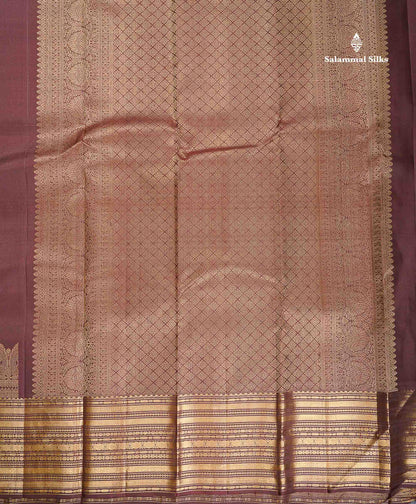 Pure Kanjivaram Silk Saree - Dark Brown Colour Body With Zari Butta & Traditional Border