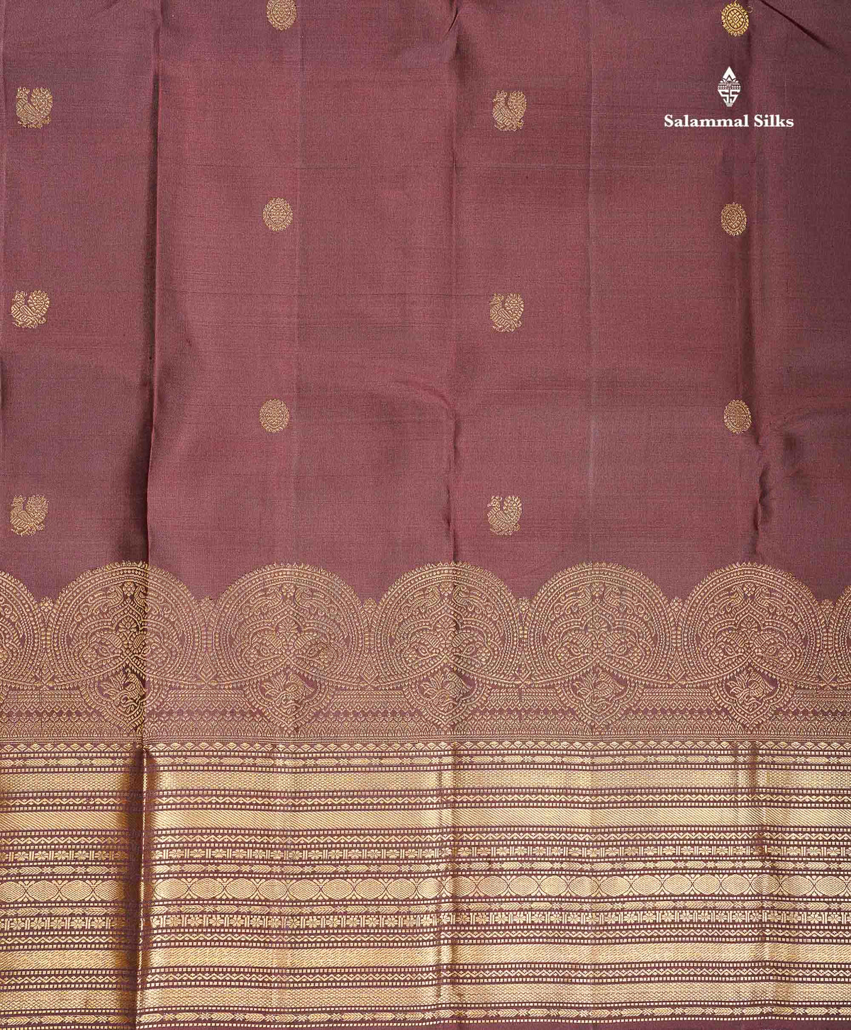 Pure Kanjivaram Silk Saree - Dark Brown Colour Body With Zari Butta & Traditional Border