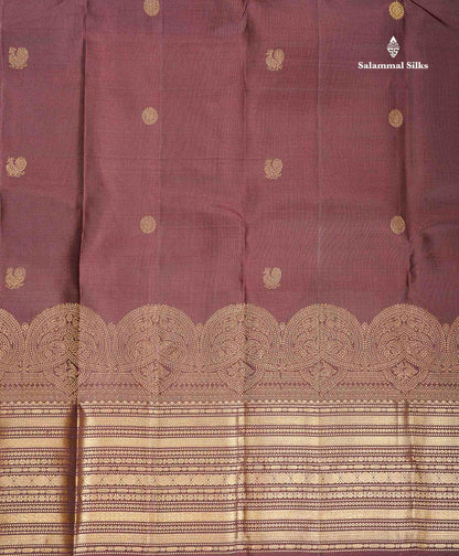 Pure Kanjivaram Silk Saree - Dark Brown Colour Body With Zari Butta & Traditional Border