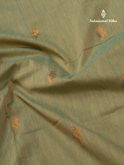 Pista Green Kalyani Cotton Saree With Contrast Sapphire Green Border