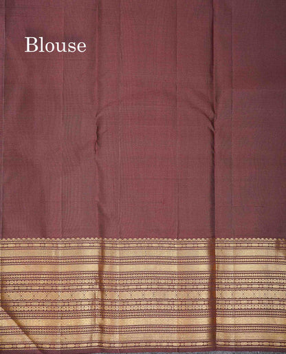 Pure Kanjivaram Silk Saree - Dark Brown Colour Body With Zari Butta & Traditional Border