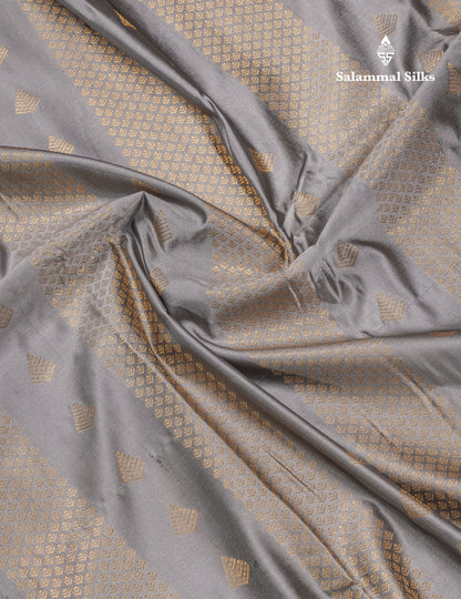 Grey Beautiful Semi Silk Saree With Contrast Navy Blue Border