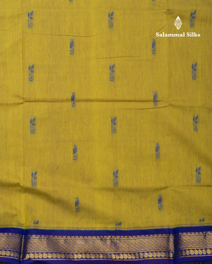 Manthulir Green Kalyani Cotton Saree With Contrast Violet Border