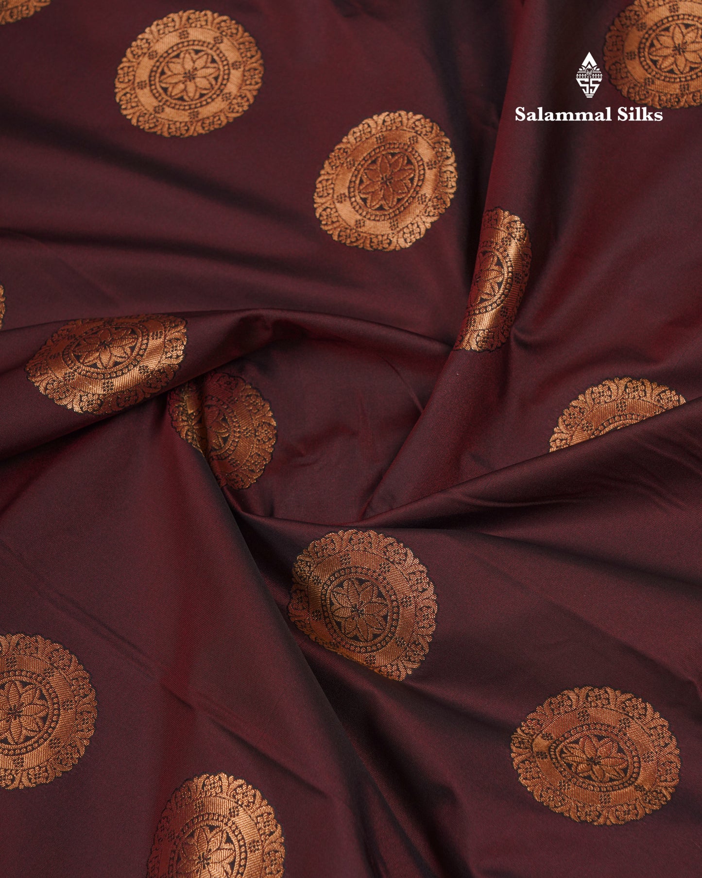 Beautiful Rust Orange Traditional Buttas Semi Silk Saree With Dark Maroon Border
