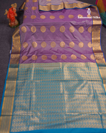 Beautiful Rust Orange Traditional Buttas Semi Silk Saree With Dark Maroon Border