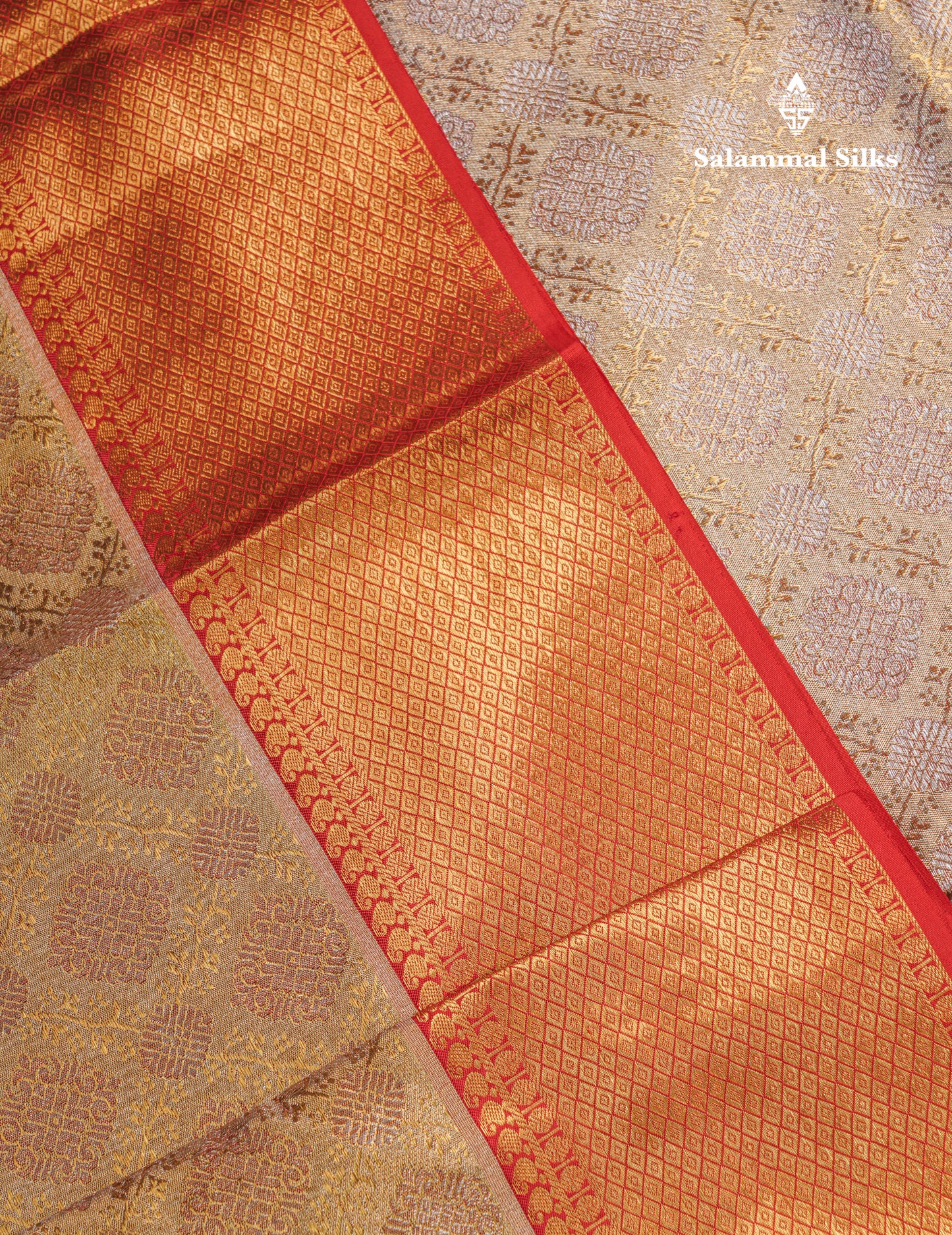 Beautiful Gold Grand Tissue Bridal Pure Kanjivaram Silk Saree With Maroon Evening Morning Border