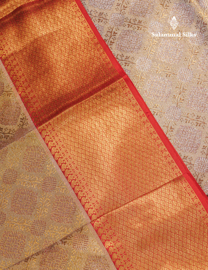 Beautiful Gold Grand Tissue Bridal Pure Kanjivaram Silk Saree With Maroon Evening Morning Border