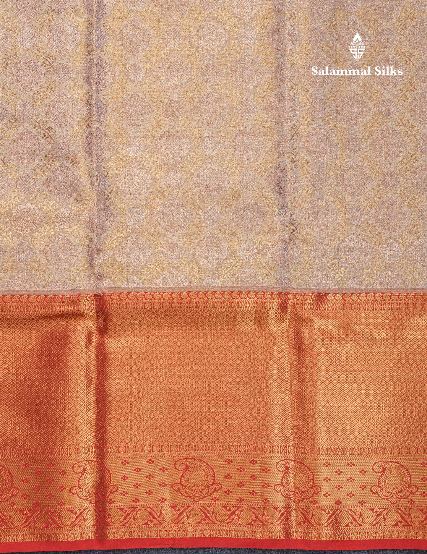 Beautiful Gold Grand Tissue Bridal Pure Kanjivaram Silk Saree With Maroon Evening Morning Border