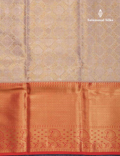 Beautiful Gold Grand Tissue Bridal Pure Kanjivaram Silk Saree With Maroon Evening Morning Border