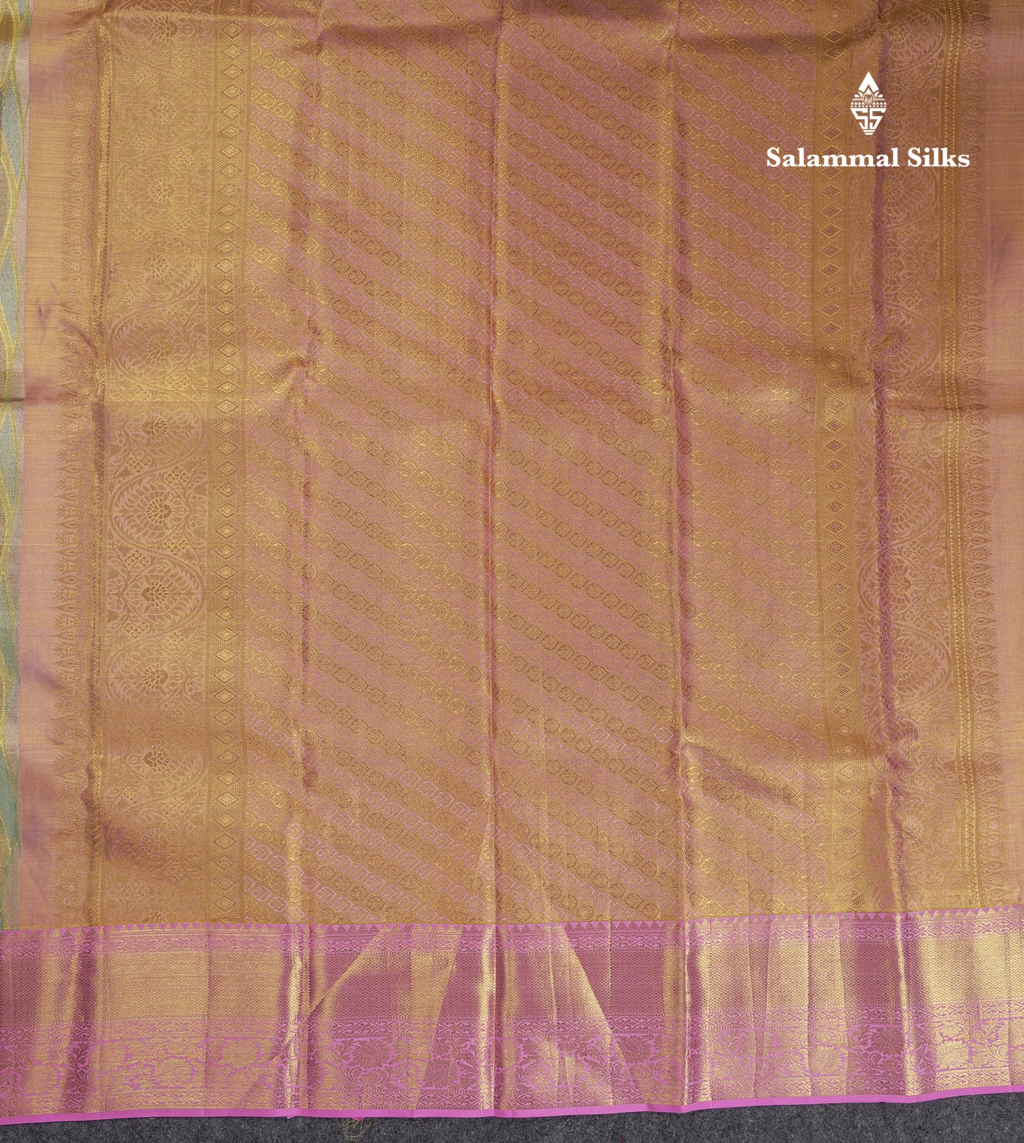 Beautiful Multicolor Tissue Pure Kanjivaram Silk Saree with Contrast Baby Pink Traditional Border