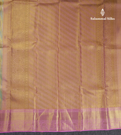 Beautiful Multicolor Tissue Pure Kanjivaram Silk Saree with Contrast Baby Pink Traditional Border