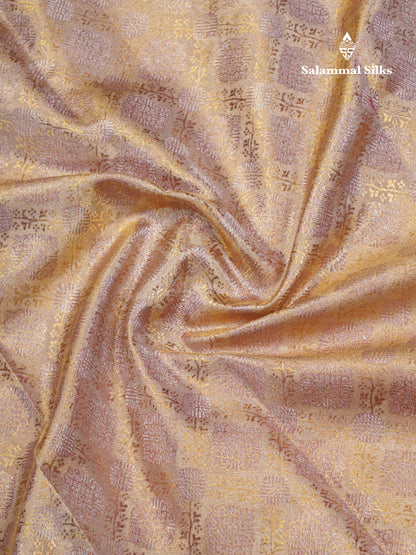 Beautiful Gold Grand Tissue Bridal Pure Kanjivaram Silk Saree With Maroon Evening Morning Border