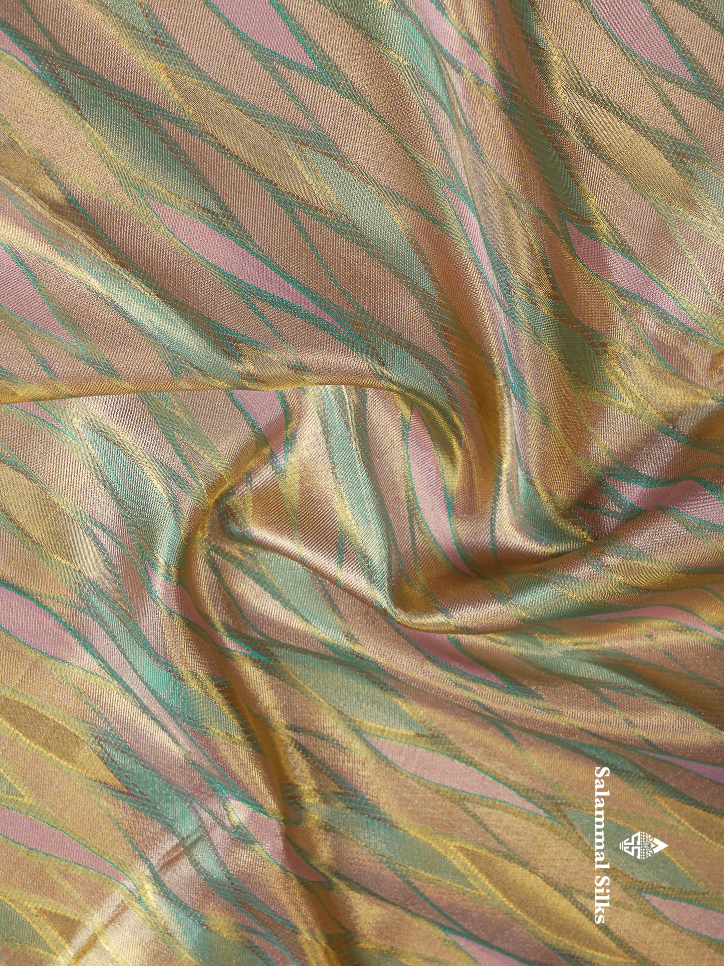 Beautiful Multicolor Tissue Pure Kanjivaram Silk Saree with Contrast Baby Pink Traditional Border