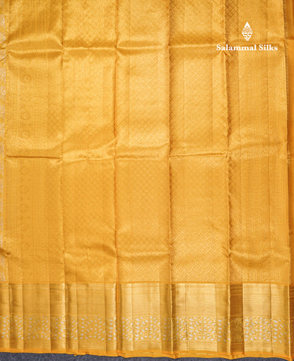 Golden Yellow Bridal Pure Kanjivaram Silk Saree With Self Evening Morning Meenakari Work Border