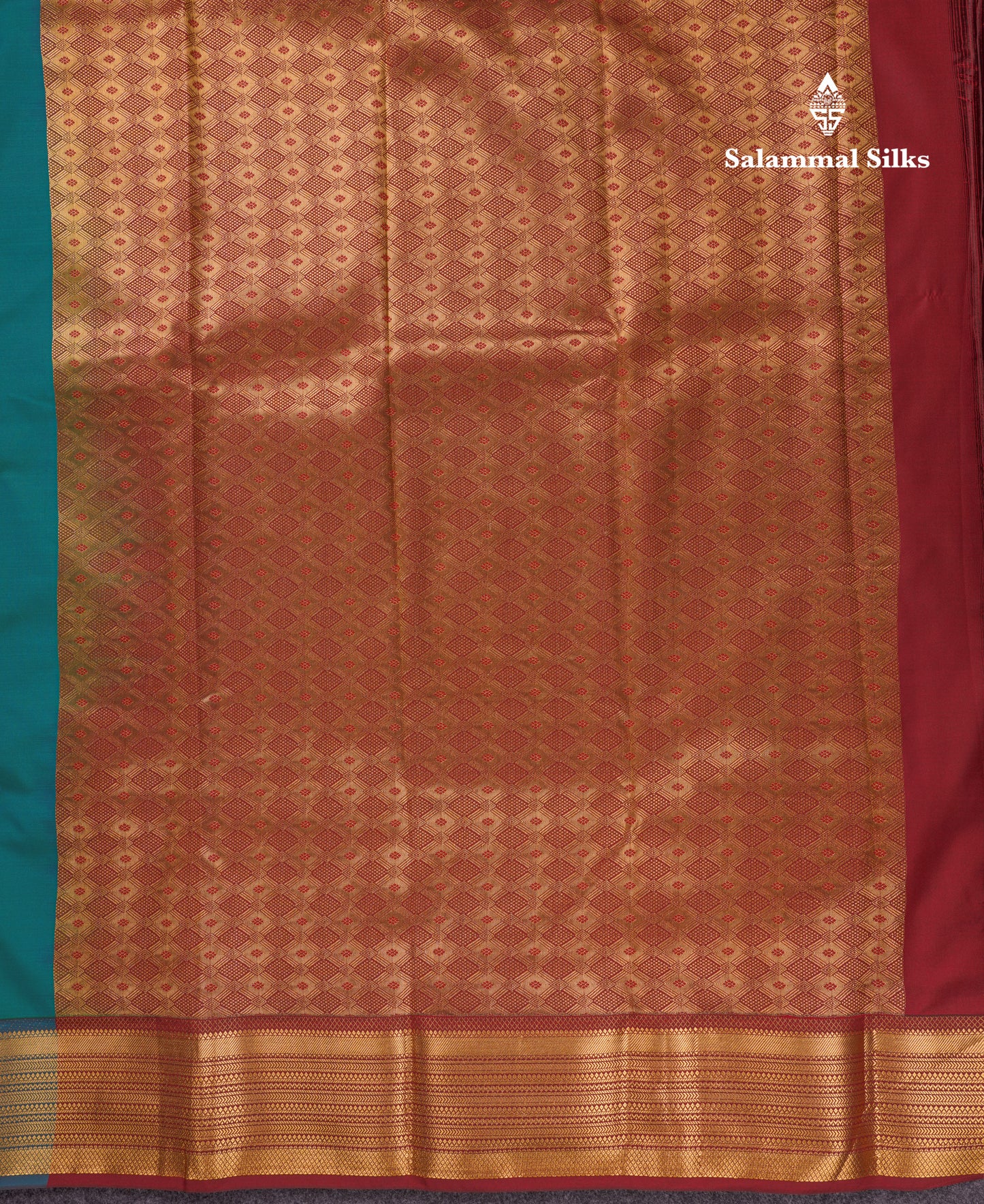 Beautiful Rust Orange Traditional Buttas Semi Silk Saree With Dark Maroon Border