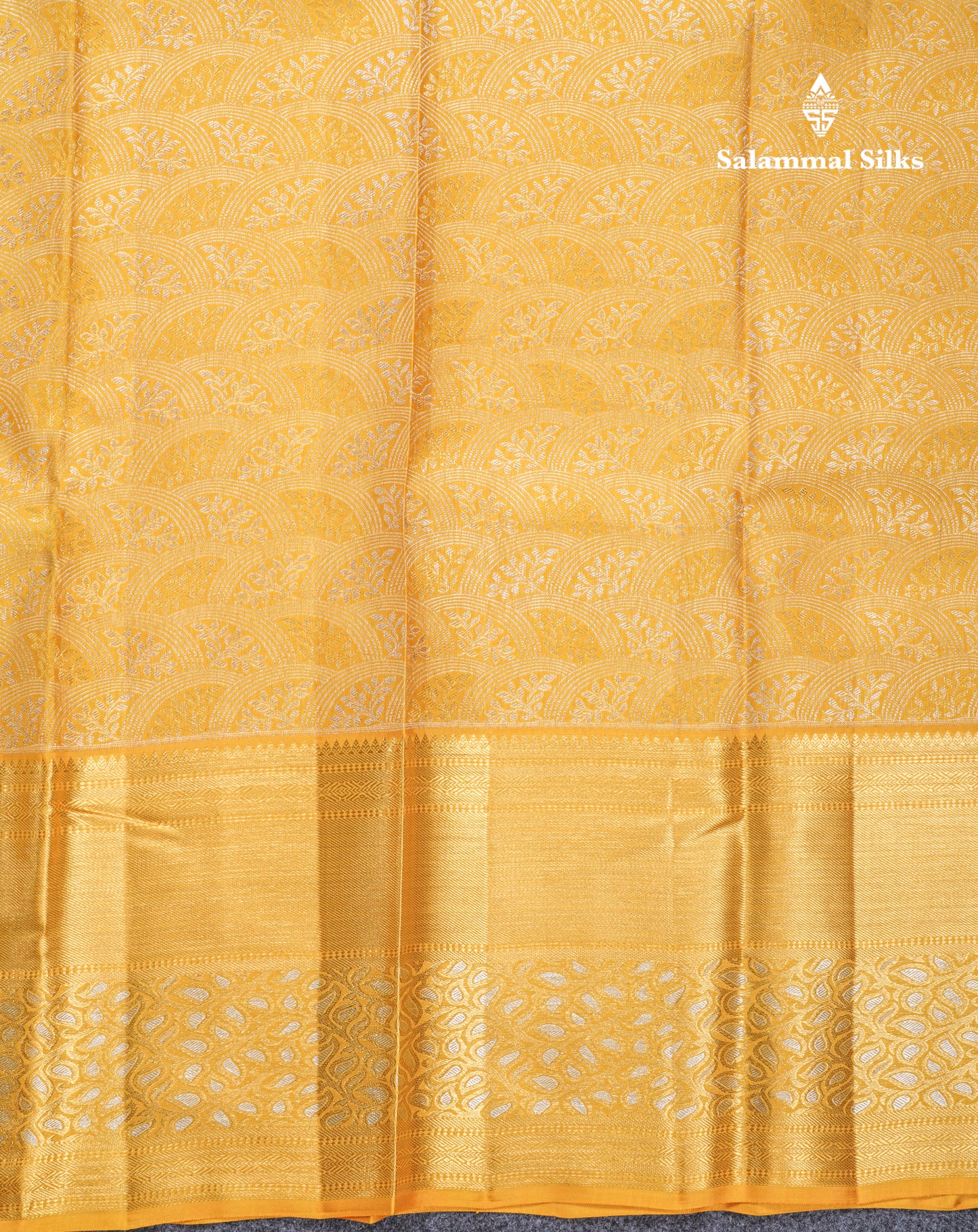 Golden Yellow Bridal Pure Kanjivaram Silk Saree With Self Evening Morning Meenakari Work Border