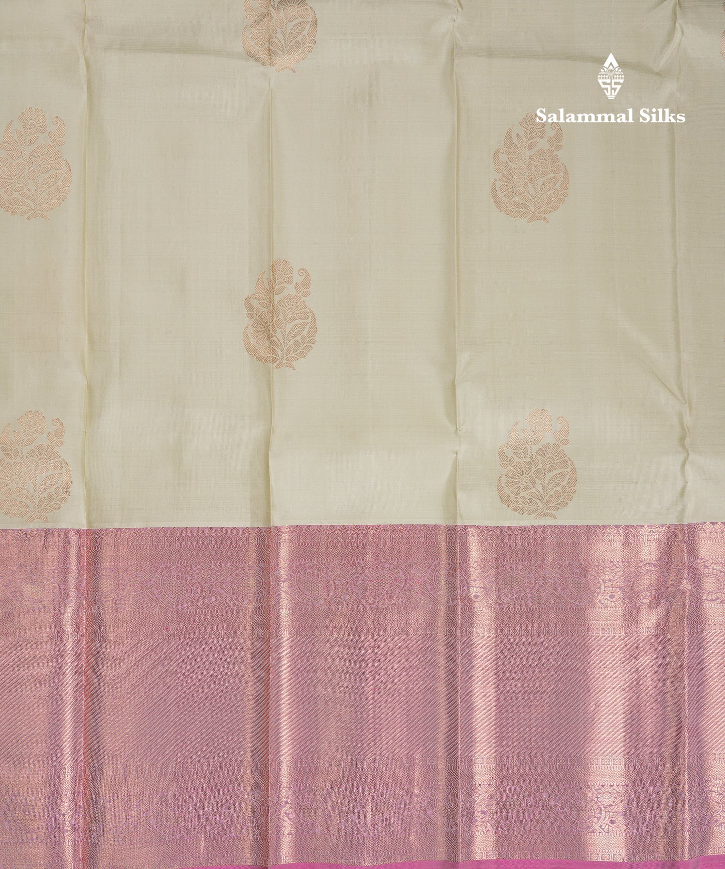 Beautiful Half White Pure Kanjivaram Pure Silk Saree With Contrast Light Pink Traditional Evening Morning Border