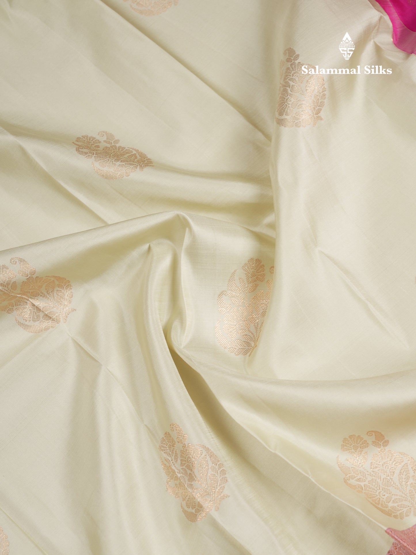 Beautiful Half White Pure Kanjivaram Pure Silk Saree With Contrast Light Pink Traditional Evening Morning Border