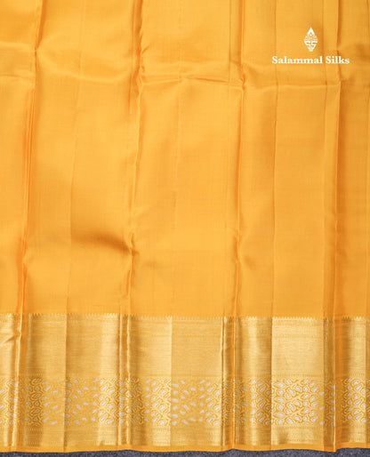 Golden Yellow Bridal Pure Kanjivaram Silk Saree With Self Evening Morning Meenakari Work Border