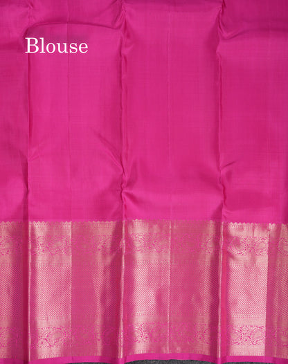 Beautiful Half White Pure Kanjivaram Pure Silk Saree With Contrast Light Pink Traditional Evening Morning Border
