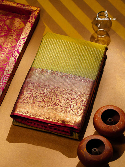 Beautiful Snuff Brown Zari Lines Semi Silk Saree With Contrast Maroon Evening Morning Border