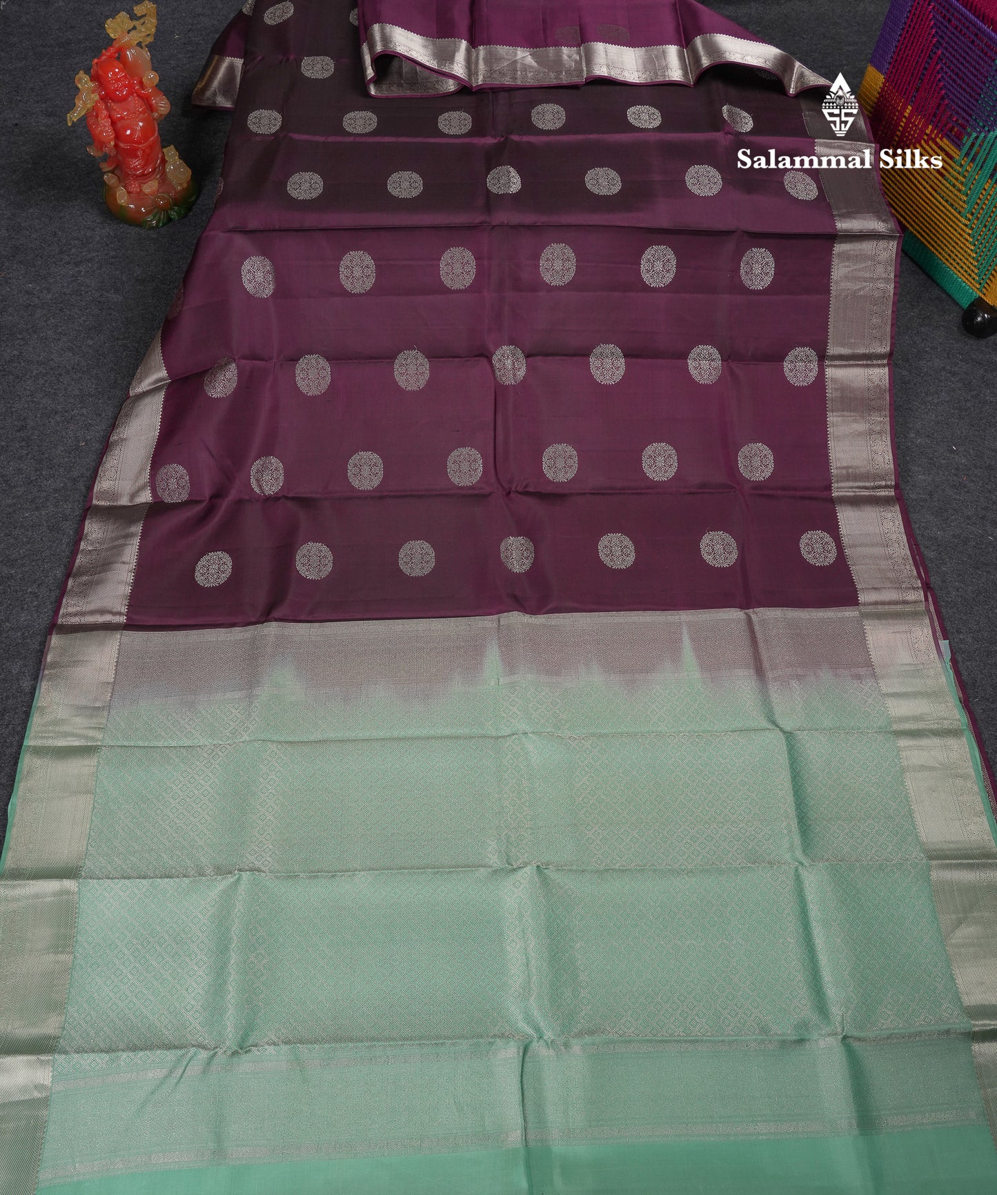 Beautiful Dark Magenta Pure Kanjivaram Pure Silk Saree With Contrast Light Rexona Blouse