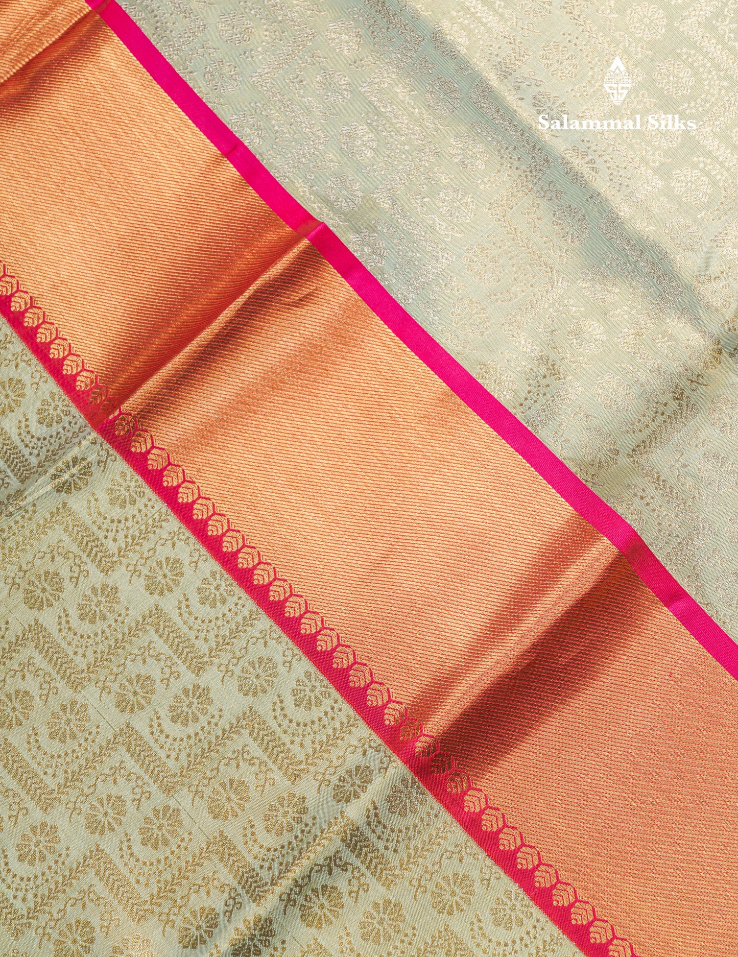 Light Elaichi Green Beautiful Grand Tissue Bridal Pure Kanjivaram Silk Saree With Magenta Pink Border