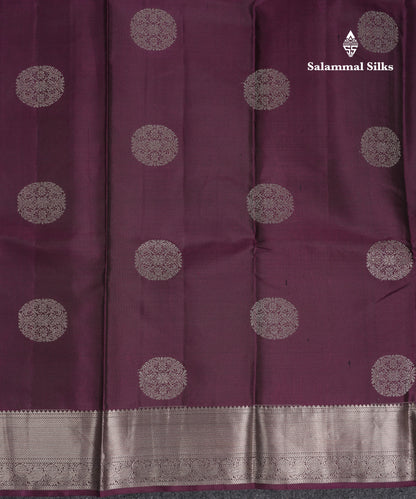 Beautiful Dark Magenta Pure Kanjivaram Pure Silk Saree With Contrast Light Rexona Blouse